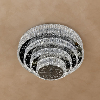 Oversized Modern Luxury Crystal Round Multi-layers Flush Mount Chandelier