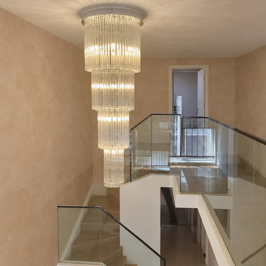 Oversized Multi-layer Crystal Ceiling Chandelier for Duplex Luxury Villa/High-Ceiling Space