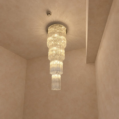 Oversized Multi-layer Crystal Ceiling Chandelier for Duplex Luxury Villa/High-Ceiling Space