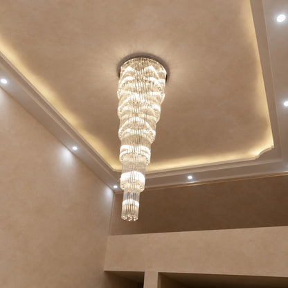Oversized Multi-layer Crystal Ceiling Chandelier for Duplex Luxury Villa/High-Ceiling Space