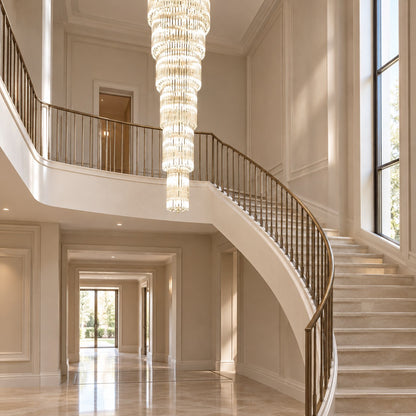 Oversized Multi-layer Crystal Ceiling Chandelier for Duplex Luxury Villa/High-Ceiling Space