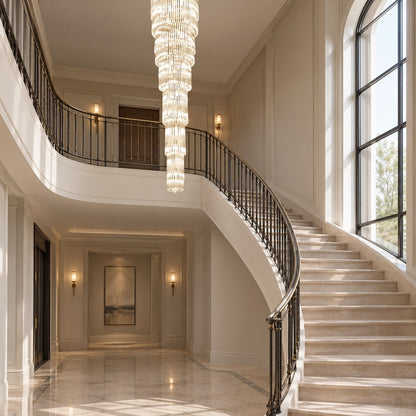 Oversized Multi-layer Crystal Ceiling Chandelier for Duplex Luxury Villa/High-Ceiling Space