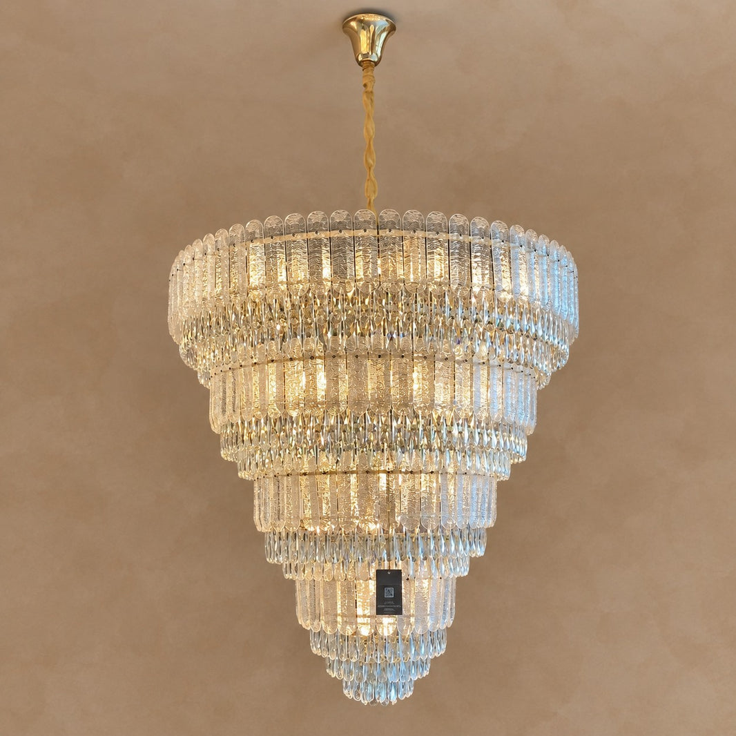 Oversized Multi-layers Luxury Gold Crystal Chandelier For Large Foyer/Hallway/Entryway