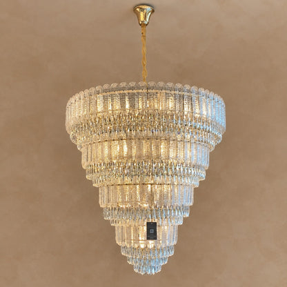 Oversized Multi-layers Luxury Gold Crystal Chandelier For Large Foyer/Hallway/Entryway