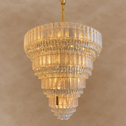 Oversized Multi-layers Luxury Gold Crystal Chandelier For Large Foyer/Hallway/Entryway