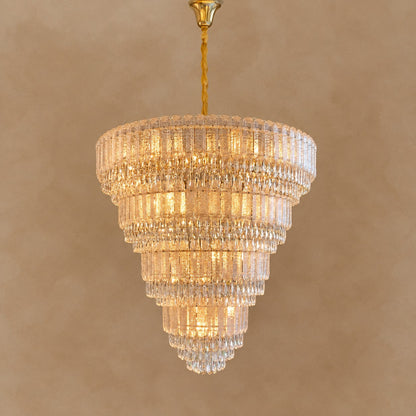 Oversized Multi-layers Luxury Gold Crystal Chandelier For Large Foyer/Hallway/Entryway