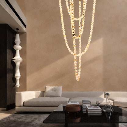 Pearl Necklace Alabaster Globe Beaded Linear Chandelier 40"-197"