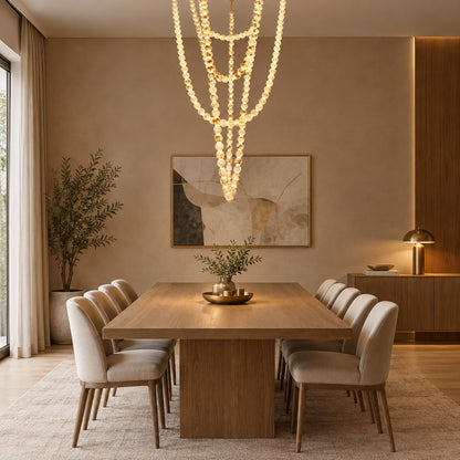 Pearl Necklace Alabaster Globe Beaded Linear Chandelier 40"-197"