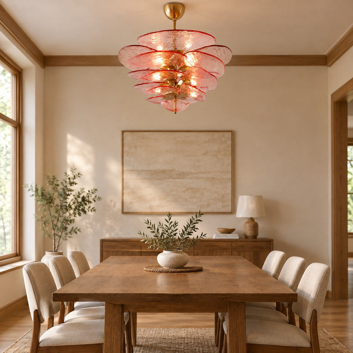 Petal Cascade Artisan Murano Chandelier 21.7"-39.4"