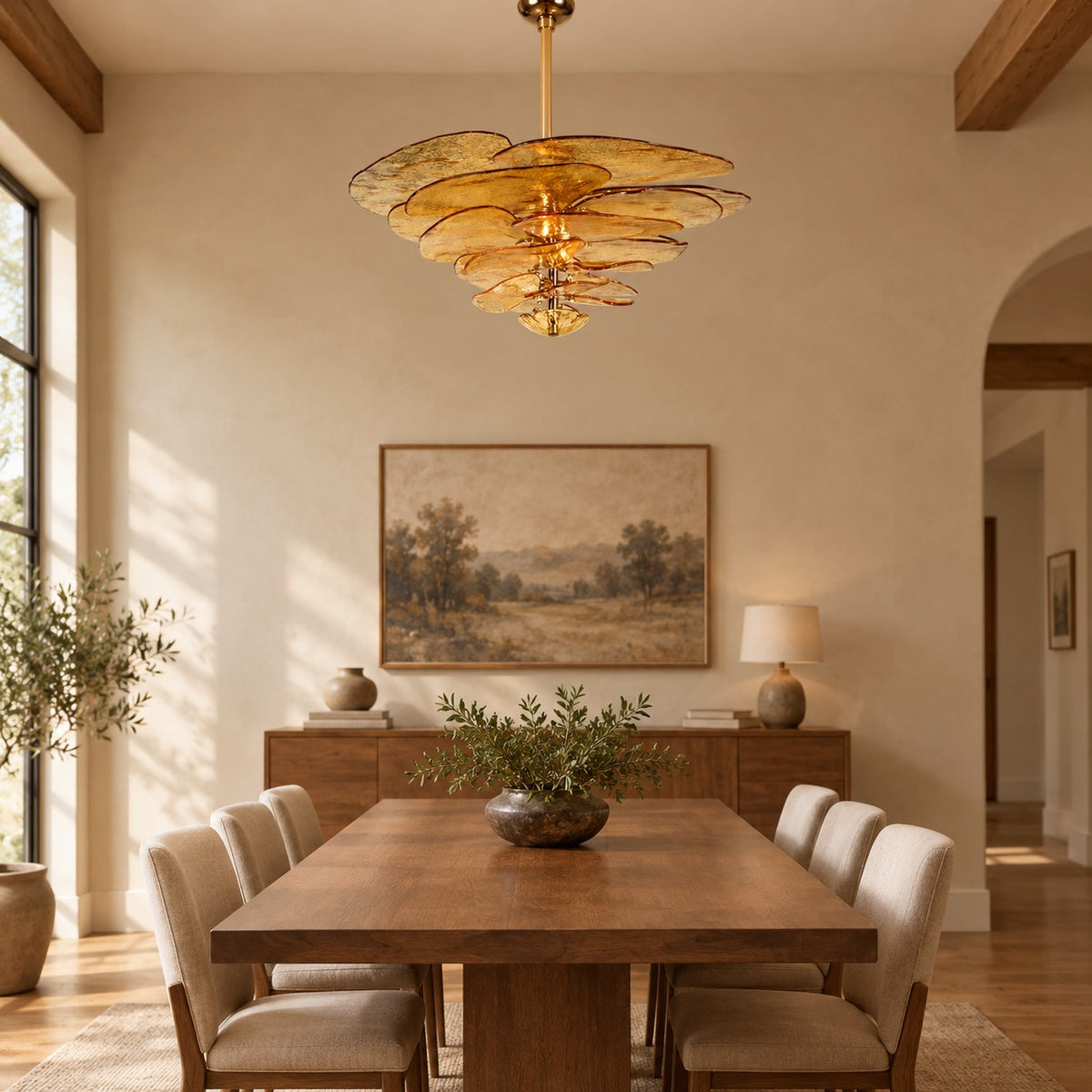 Petal Cascade Artisan Murano Chandelier 21.7"-39.4"