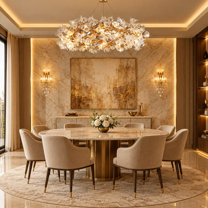 Petal Crystal Round Brass Branch Chandelier 24"-59"