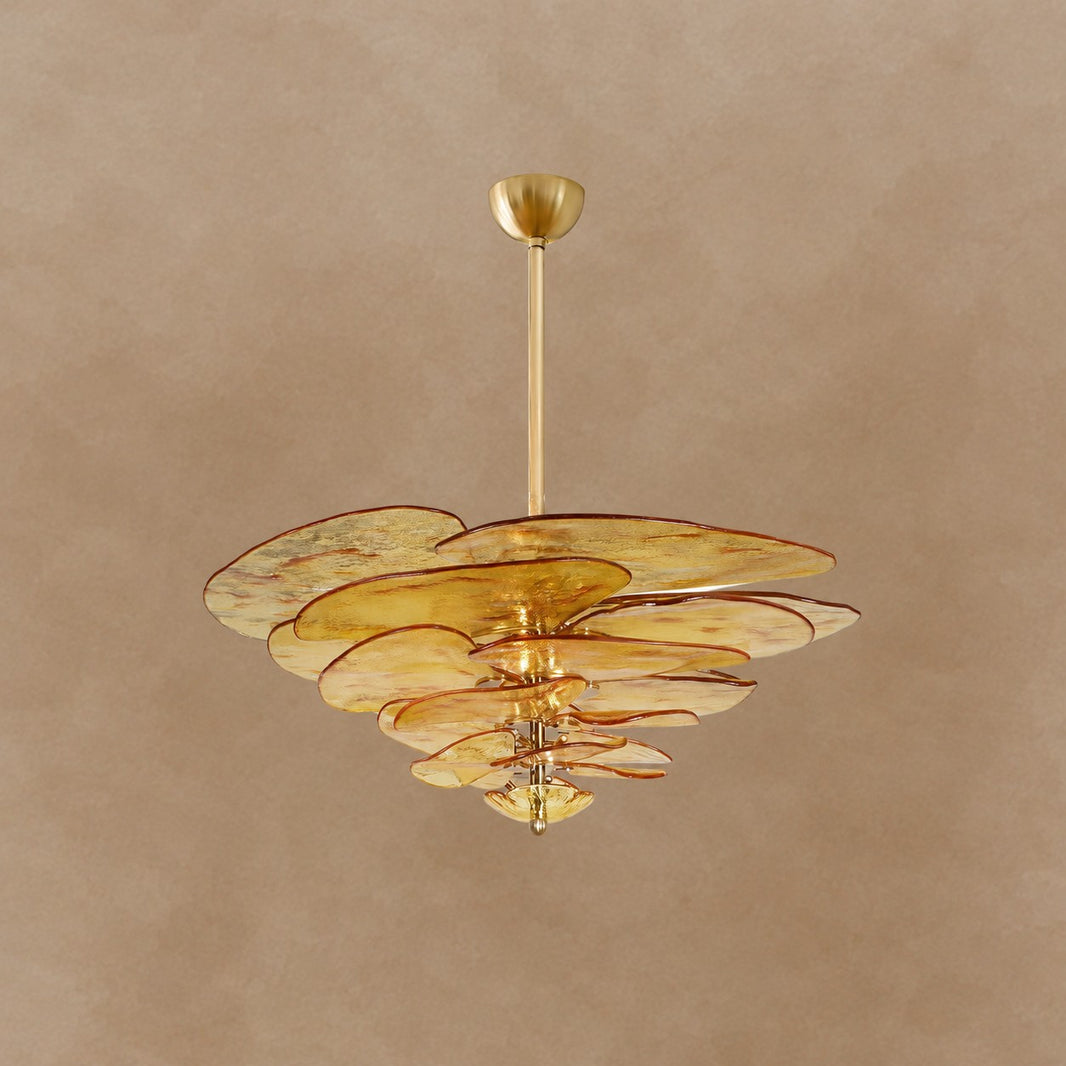 Petals Gold Murano Chandelier 21.6"-39.4"