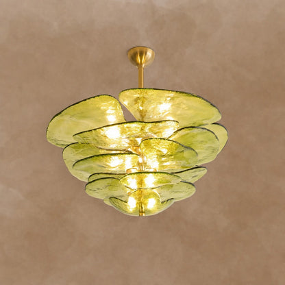 Petals Gold Murano Chandelier 21.6"-39.4"