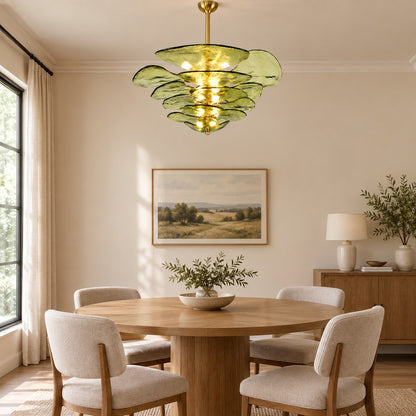 Petals Gold Murano Chandelier 21.6"-39.4"