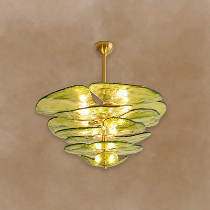Petals Gold Murano Chandelier 21.6"-39.4"