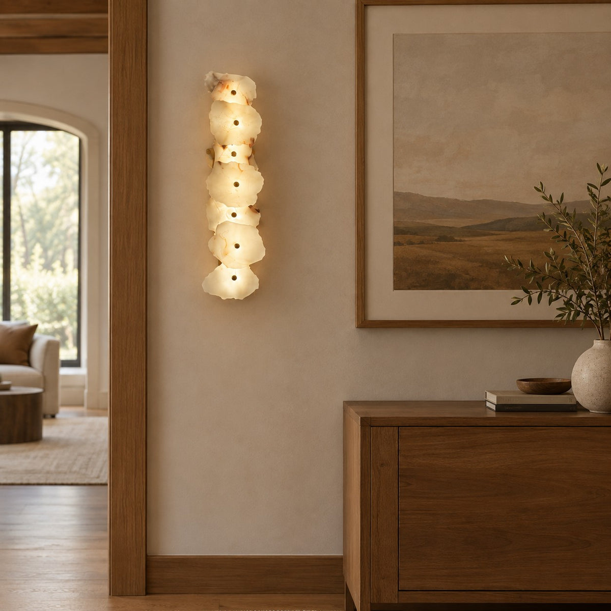 Petalune Spanish Alabaster Organic Modern Wall Sconce