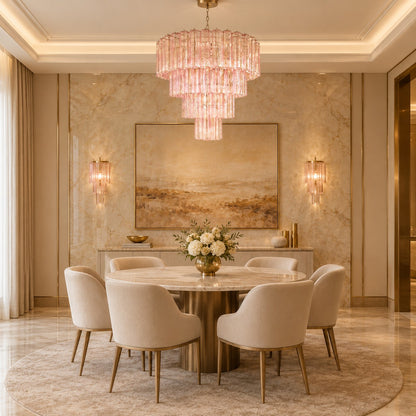 Pink Murano Glass 78-Tube Chandelier