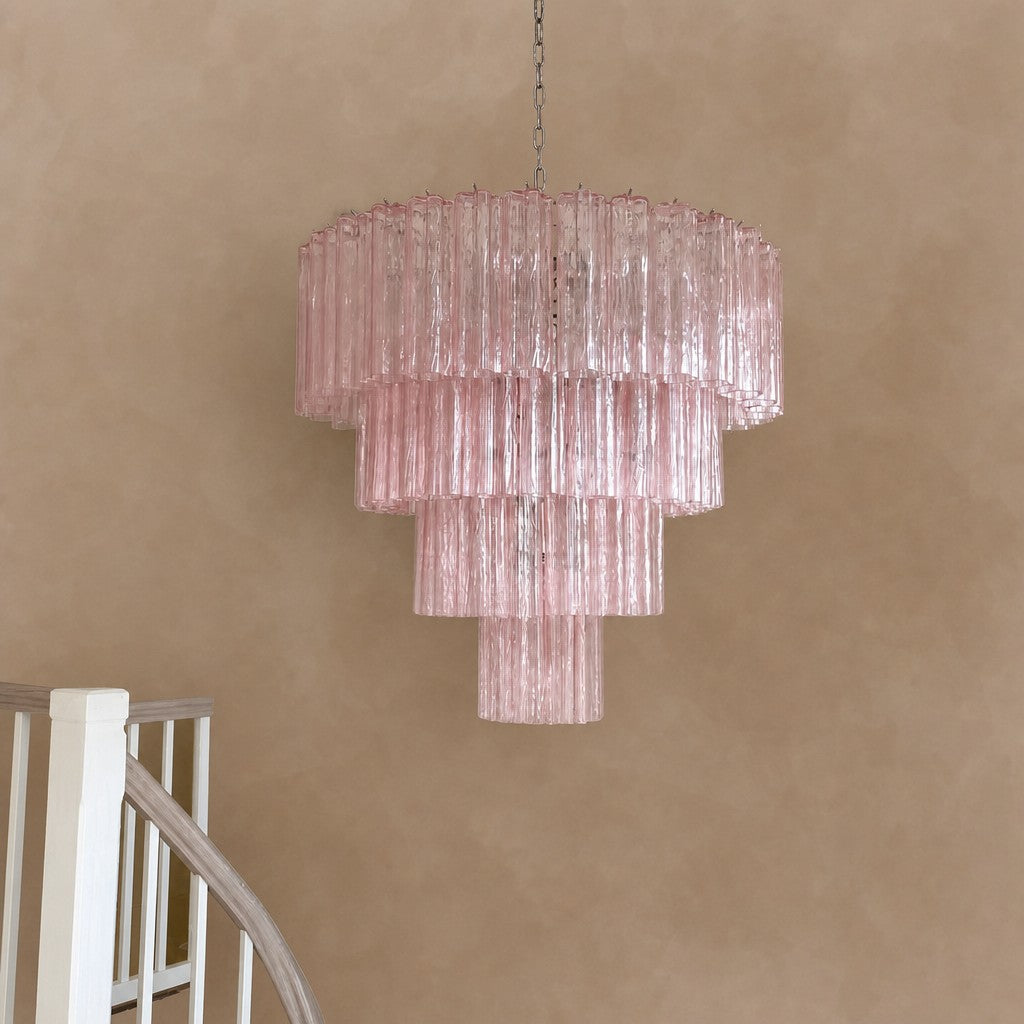 Pink Murano Glass 78-Tube Chandelier