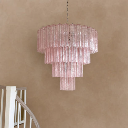 Pink Murano Glass 78-Tube Chandelier