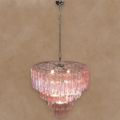 Pink Murano Glass 78-Tube Chandelier