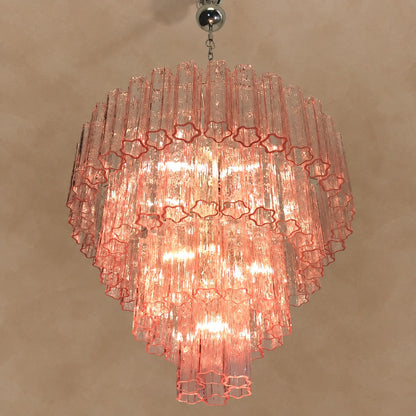 Pink Murano Glass 78-Tube Chandelier