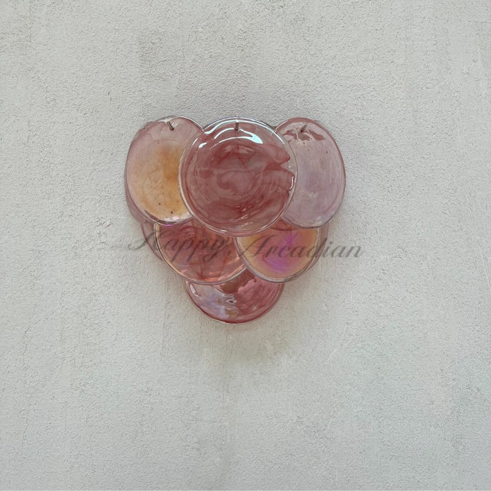 Pink Vintage Murano Glass Wall Lamp 13.4"