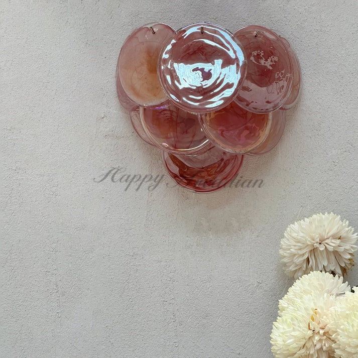 Pink Vintage Murano Glass Wall Lamp 13.4"