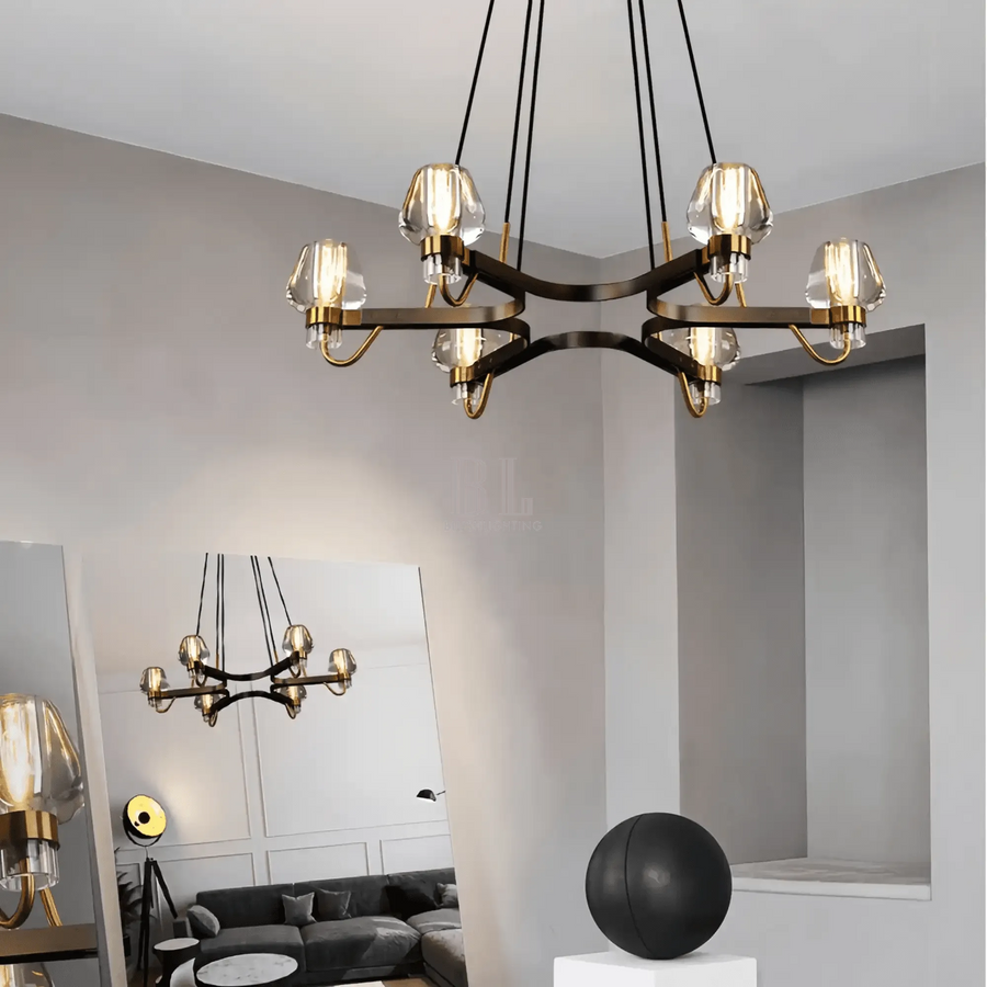 Post-modern Light Luxury Full Brass Chandelier for Living Room/Bedroom