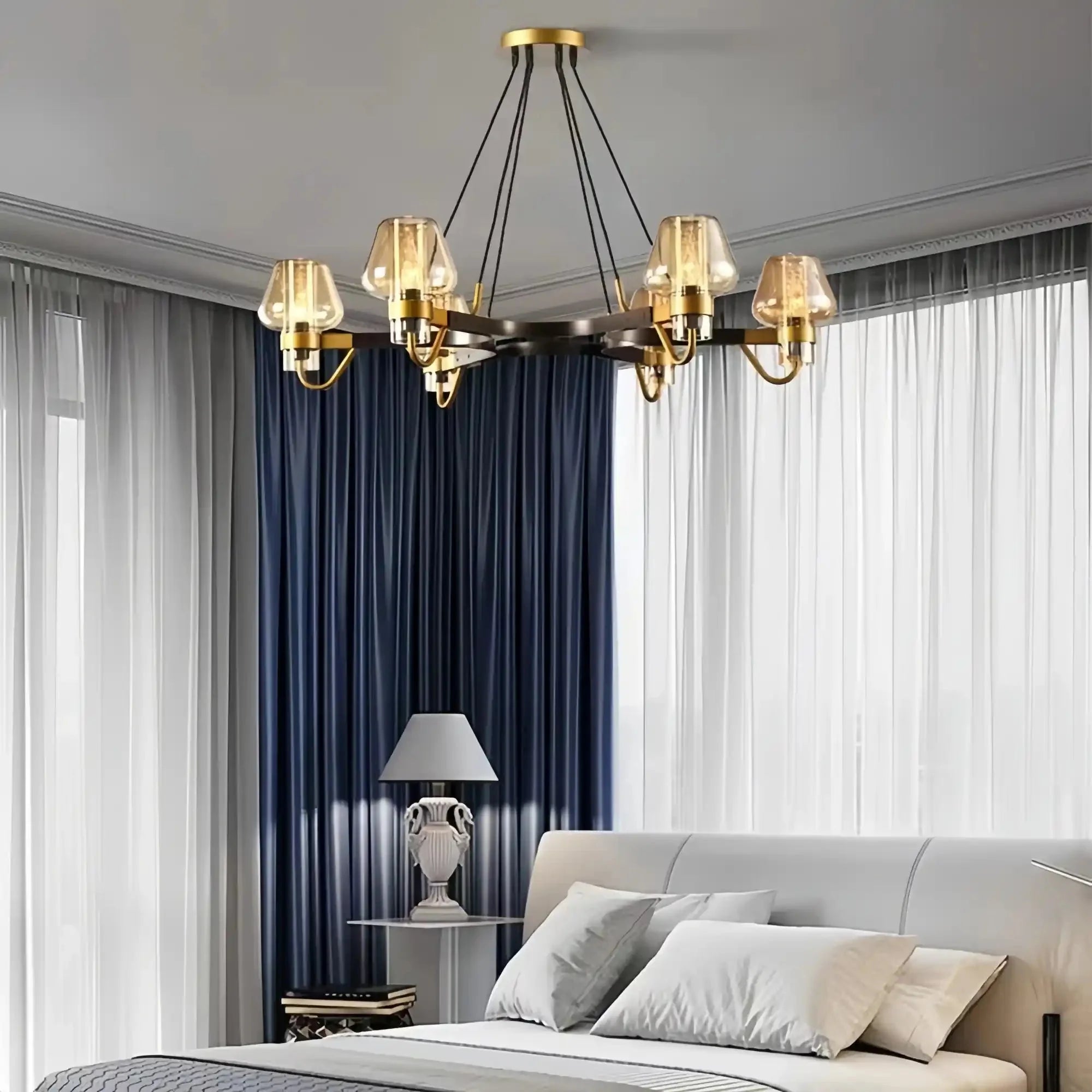 Post-modern Light Luxury Full Brass Chandelier for Living Room/Bedroom
