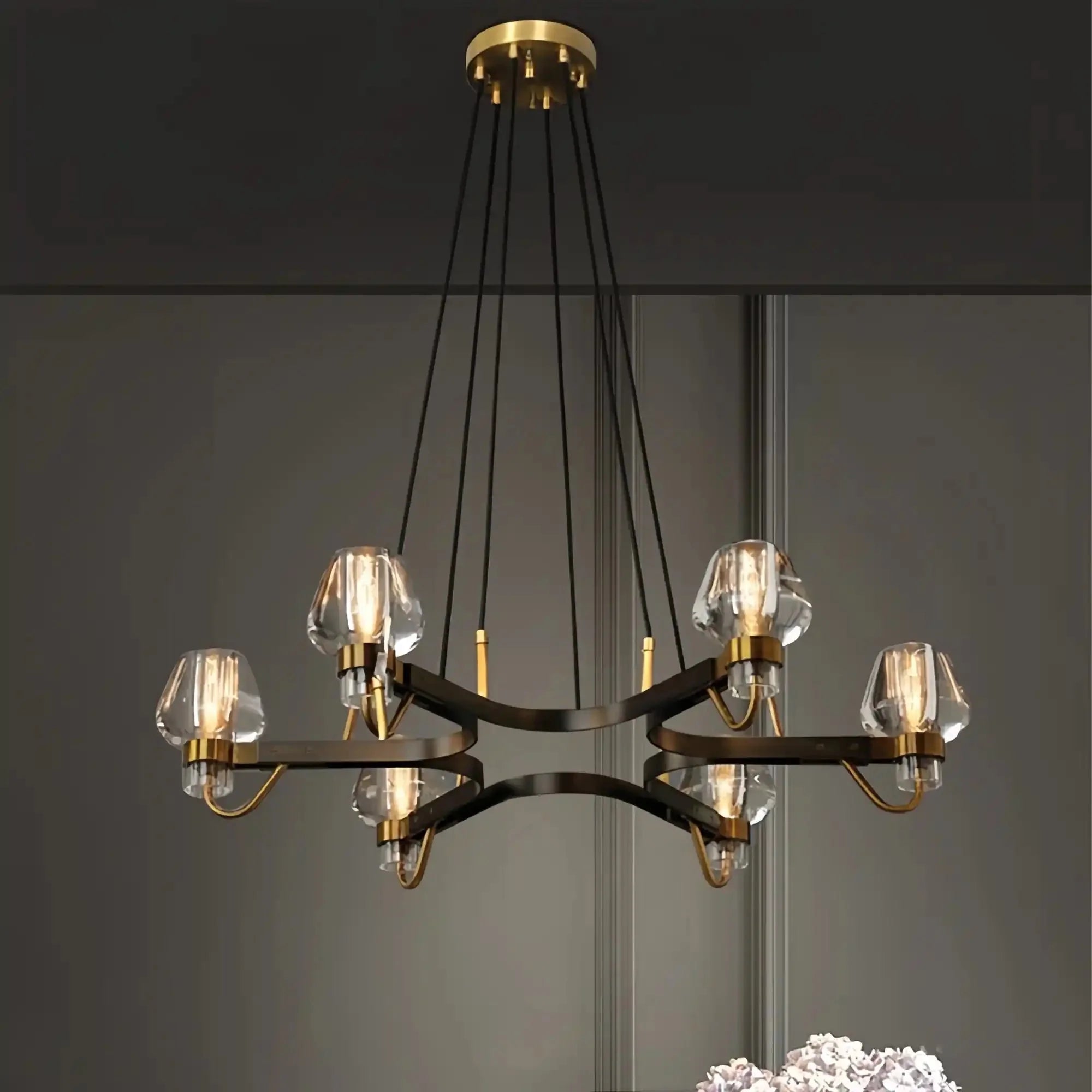 Post-modern Light Luxury Full Brass Chandelier for Living Room/Bedroom