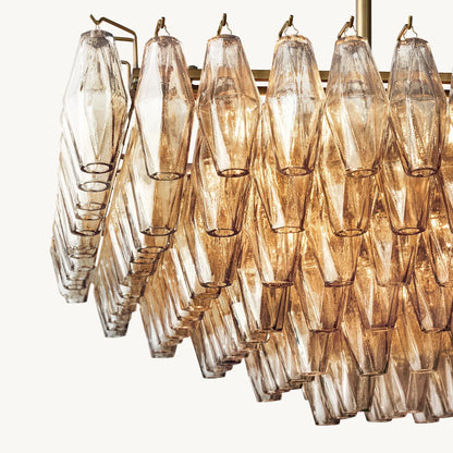 Modern Round/Rectangular/Funnel Smoke Glass Chandelier for Low-ceiling
