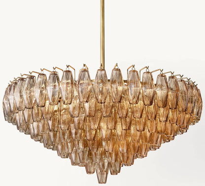 Modern Round/Rectangular/Funnel Smoke Glass Chandelier for Low-ceiling