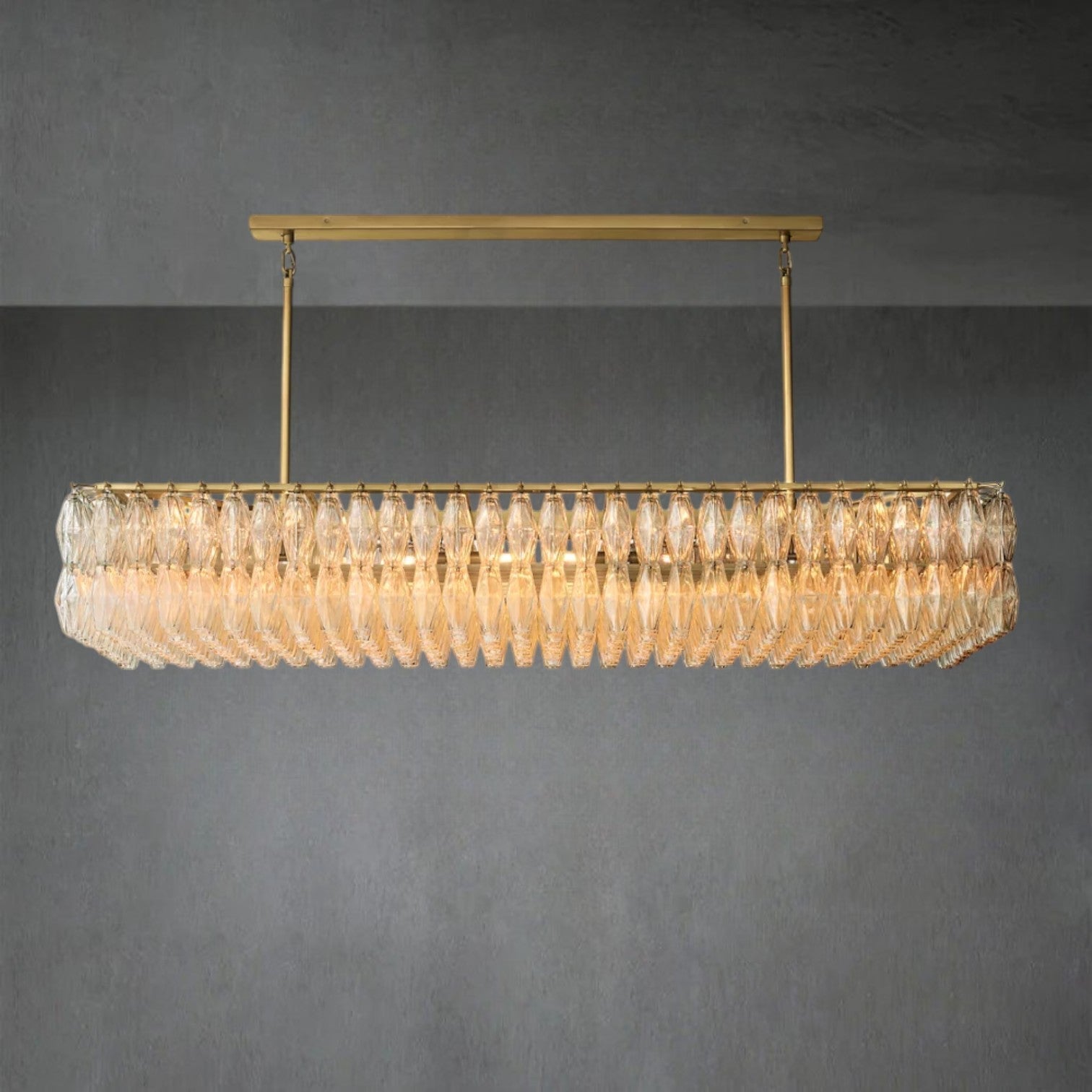 Eclipsia Glass Rectangular Chandelier 74"