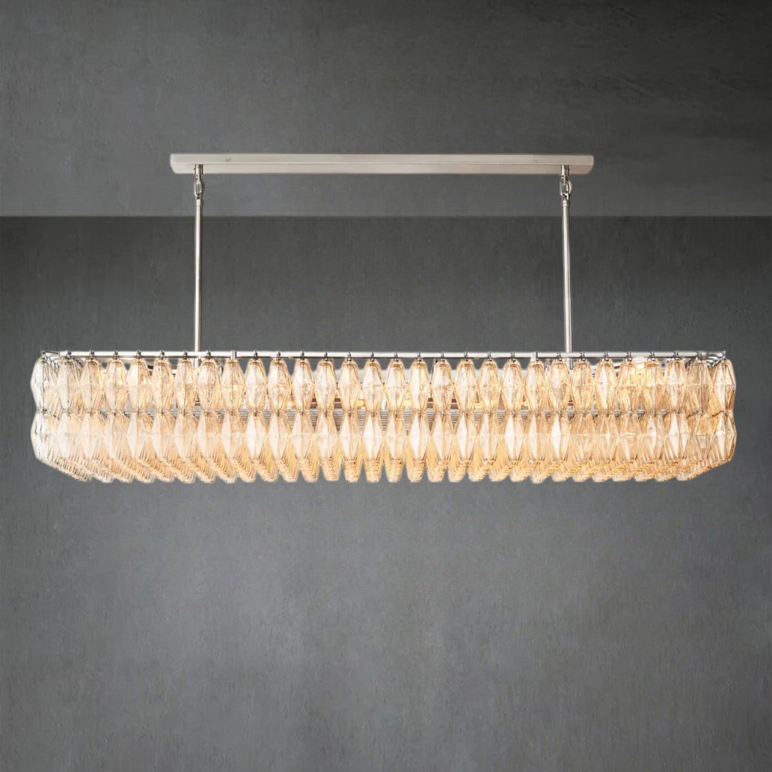 Eclipsia Glass Rectangular Chandelier 74"