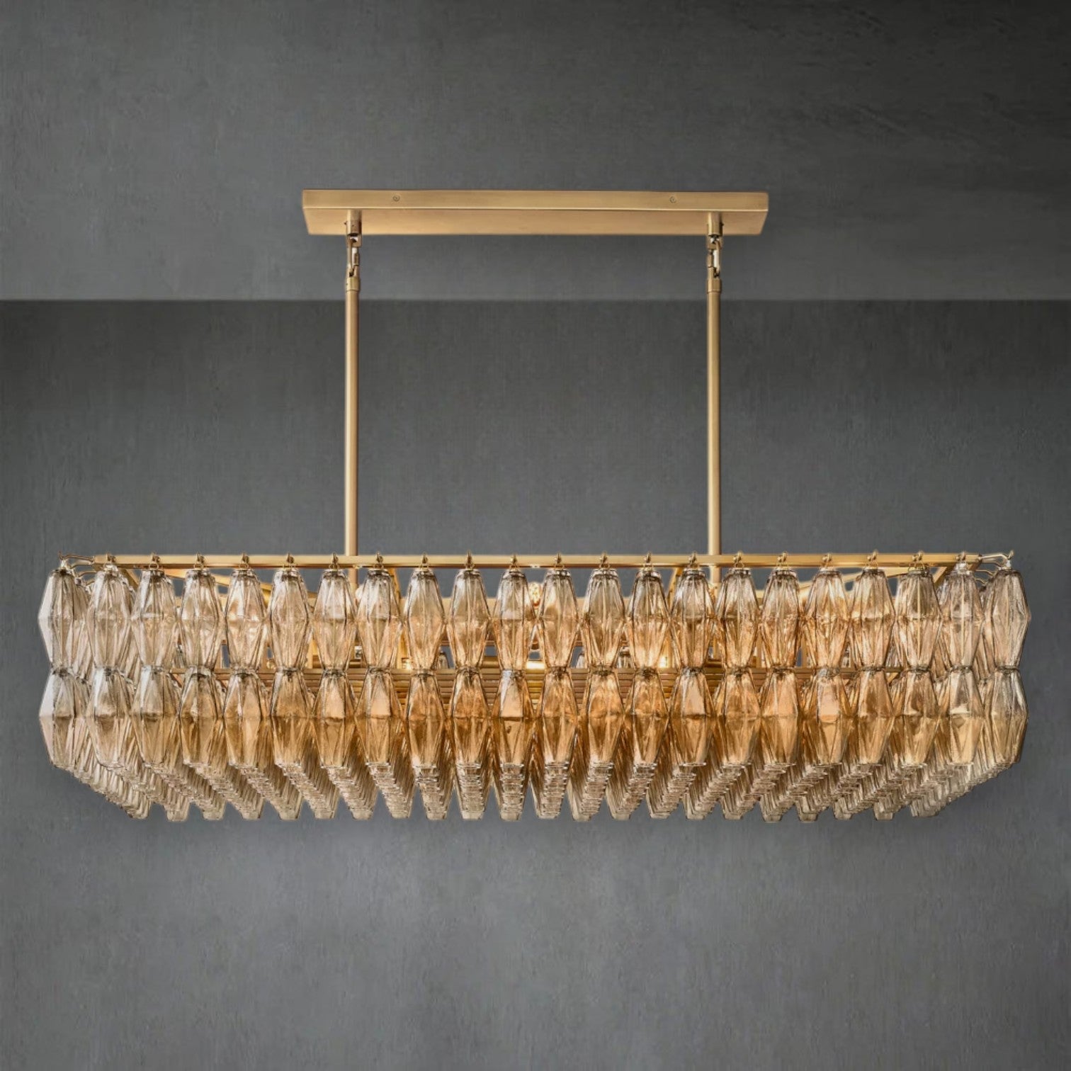 Eclipsia Glass Rectangular Chandelier 54"