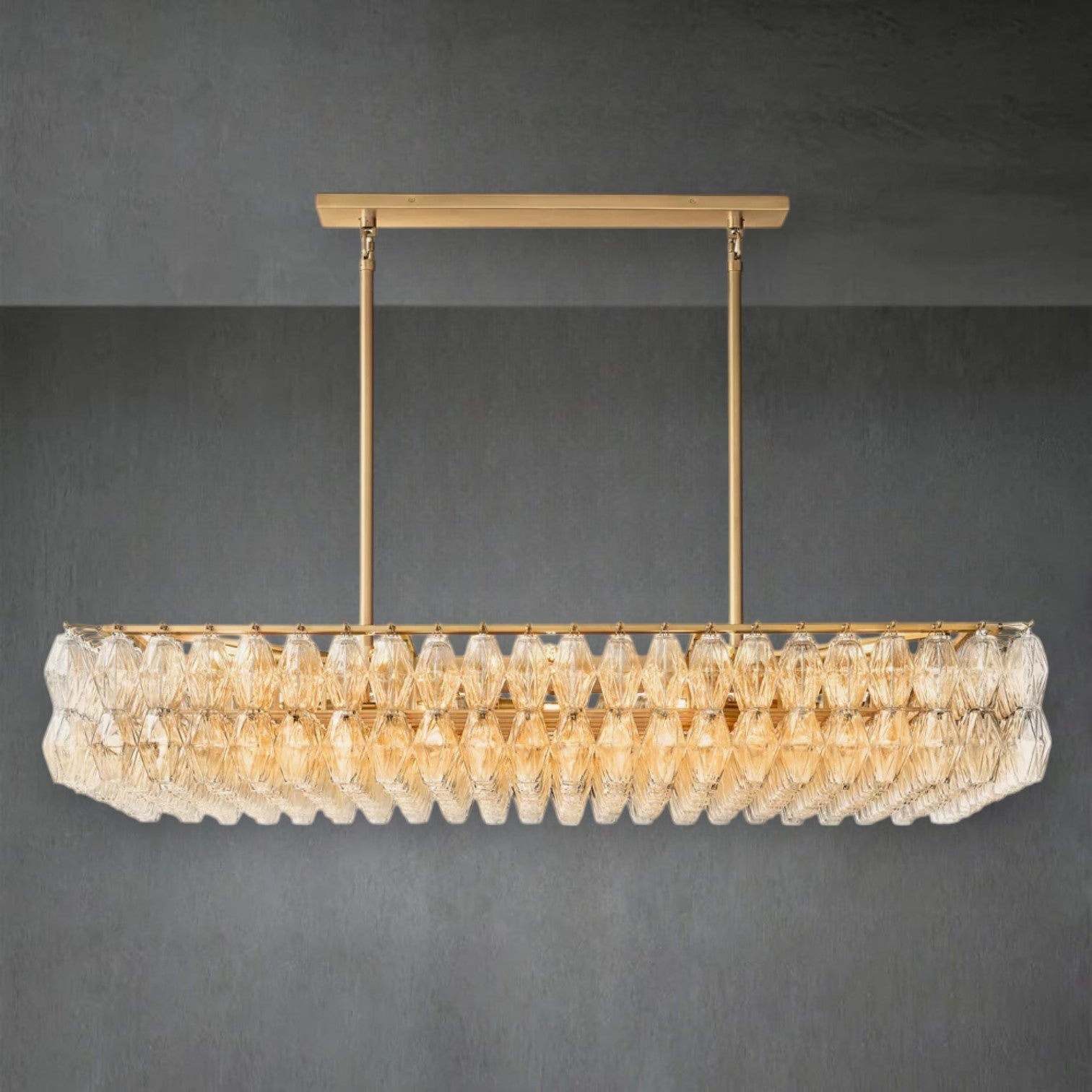 Eclipsia Glass Rectangular Chandelier 54"