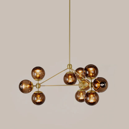 Modo 3-Sided 10-Globe Glass Chandelier 37"