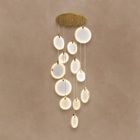 Queenie Alabaster disc Long Round chandelier For Loft