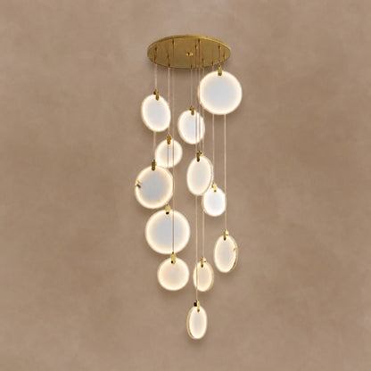 Queenie Alabaster disc Long Round chandelier For Loft