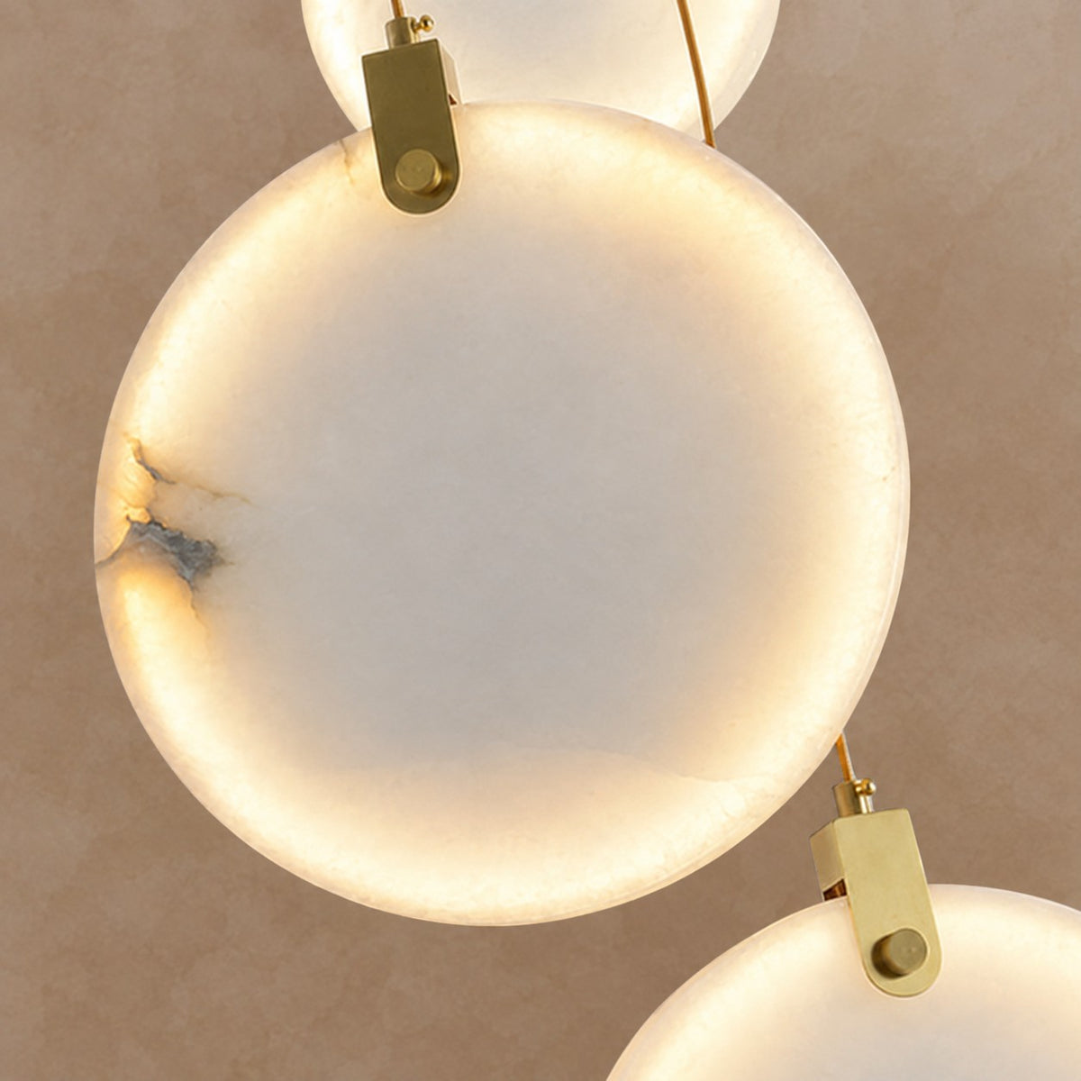 Queenie Alabaster disc Long Round chandelier For Loft