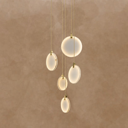 Queenie Alabaster disc Long Round chandelier For Loft