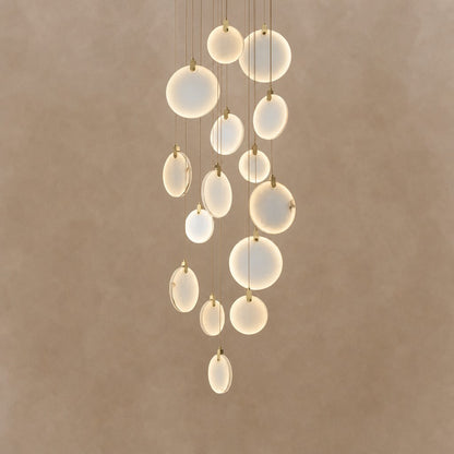 Queenie Alabaster disc Long Round chandelier For Loft