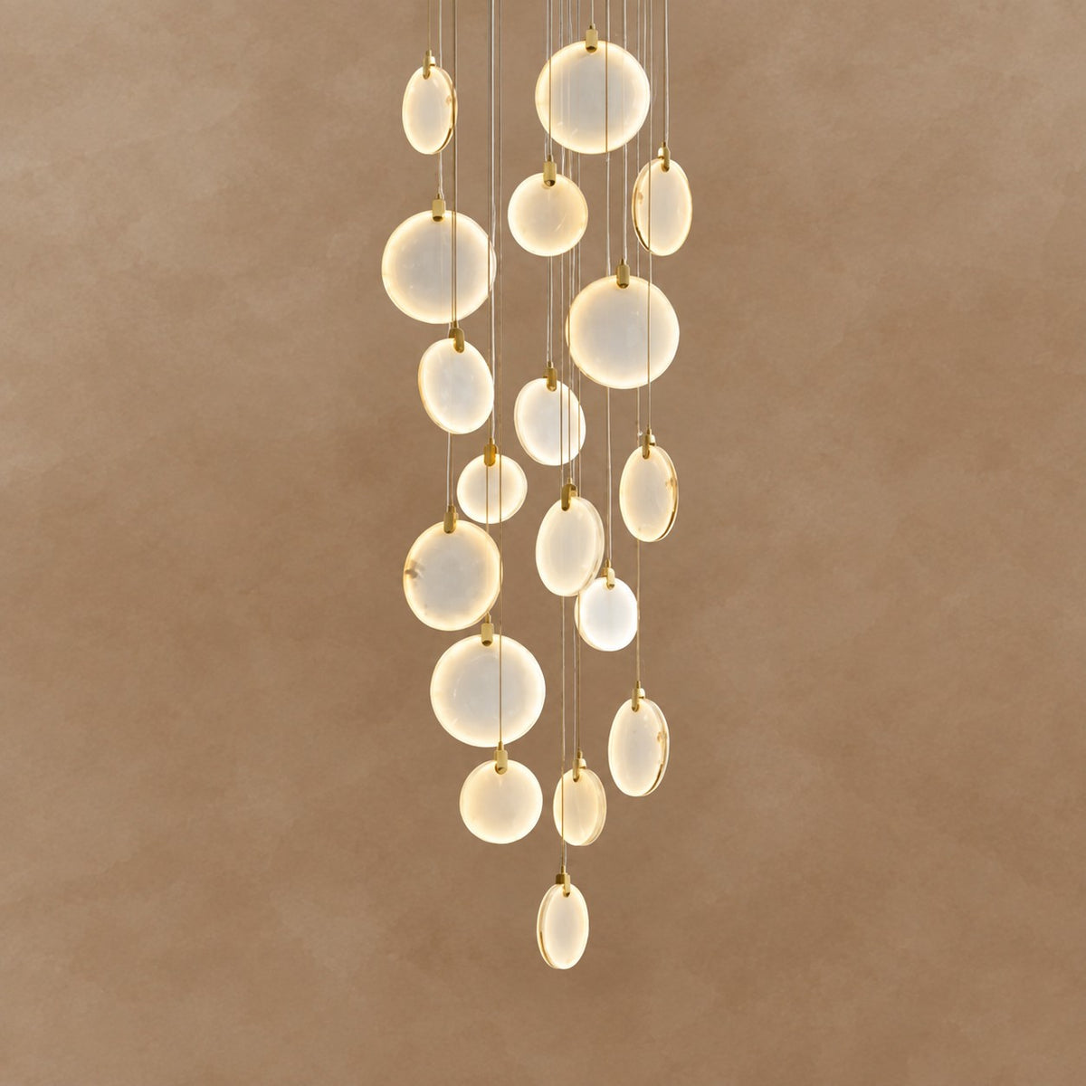 Queenie Alabaster disc Long Round chandelier For Loft