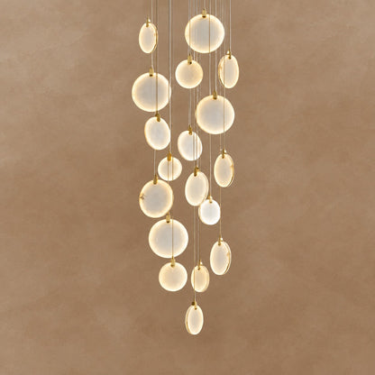 Queenie Alabaster disc Long Round chandelier For Loft