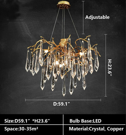 French Style Crystal Branch Drops Chandelier