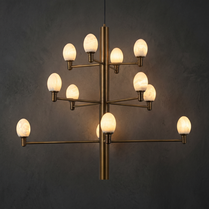 Gold Living Room Chandelier in brushed brass