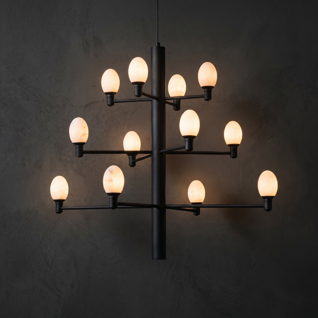 Large Black Chandelier in matte black