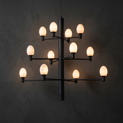 Large Black Chandelier in matte black