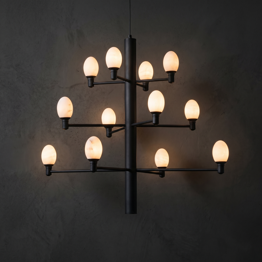 Large Black Chandelier in matte black