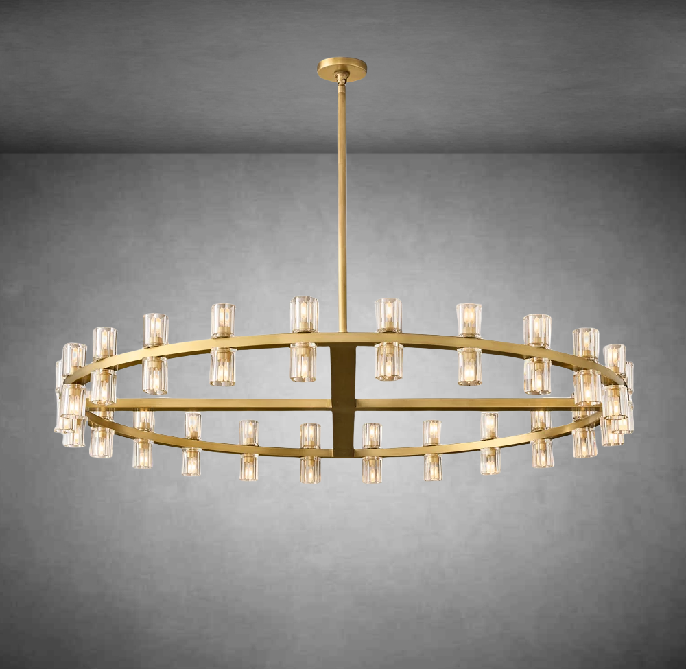 Reger Round Chandelier 36" 48" 60"-Chandelier-Merlin Lamps-48"-Brass-merlinlamps
